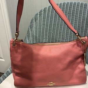COACH soft pebbles leather shoulder bag with matching wristlet